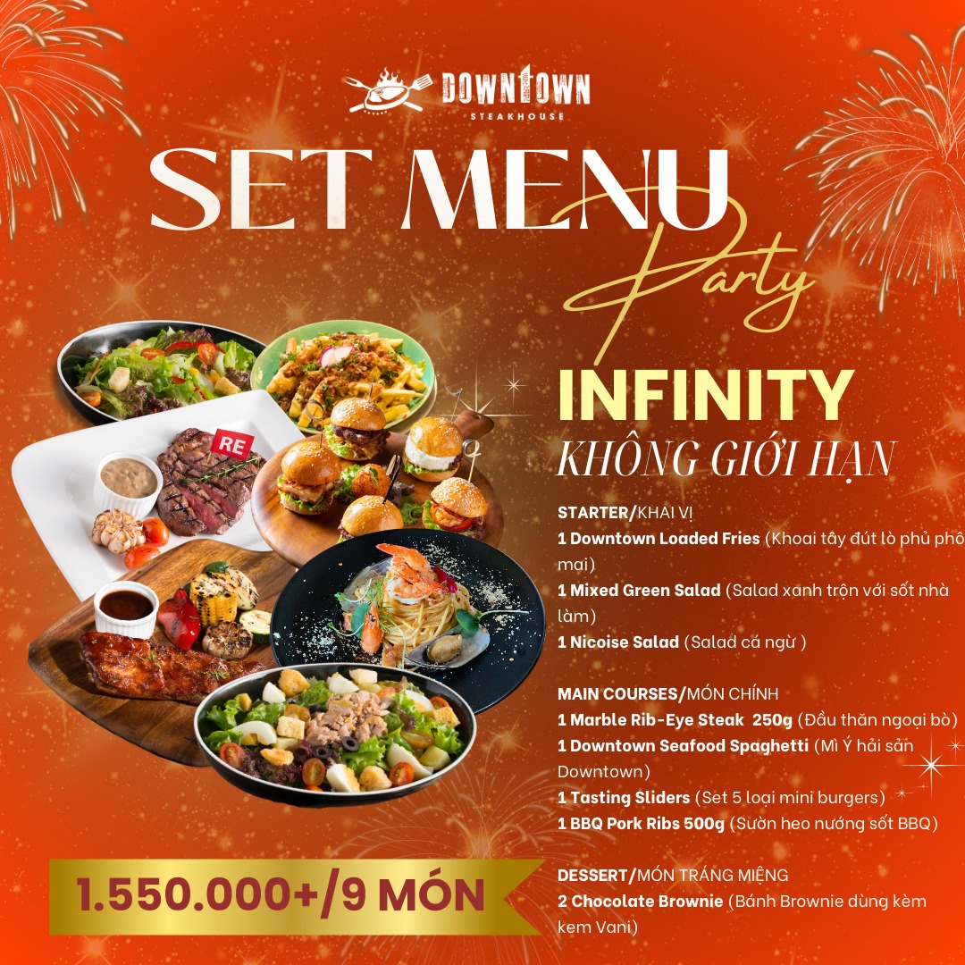 Tiệc cuối năm tại Downtown Steakhouse với set menu Infinity