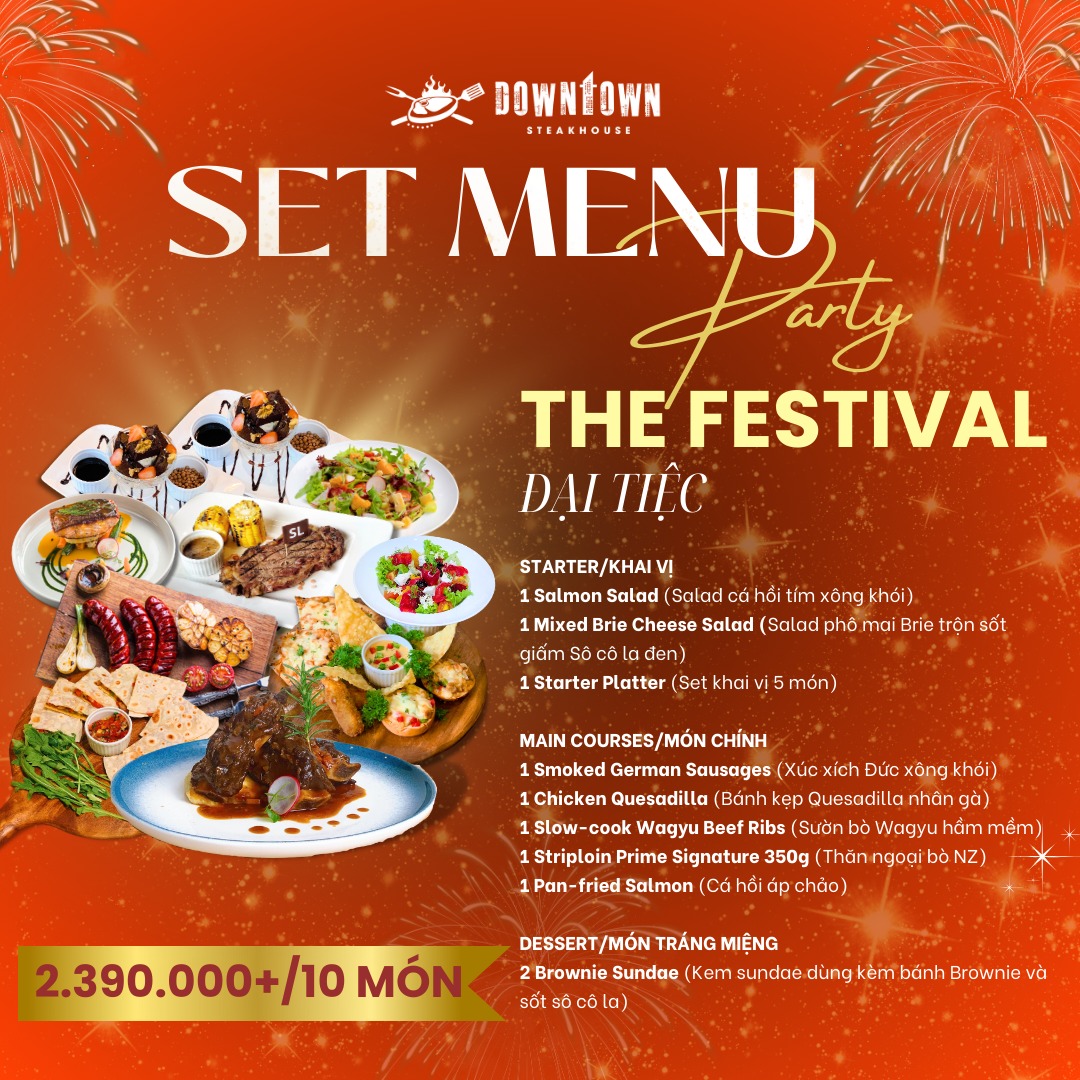 Tiệc cuối năm tại Downtown Steakhouse với set menu The Festival