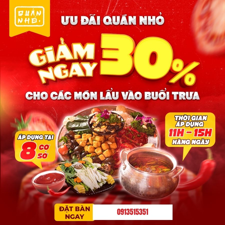 chương trình ưu đãi giảm 30% Quán Nhỏ