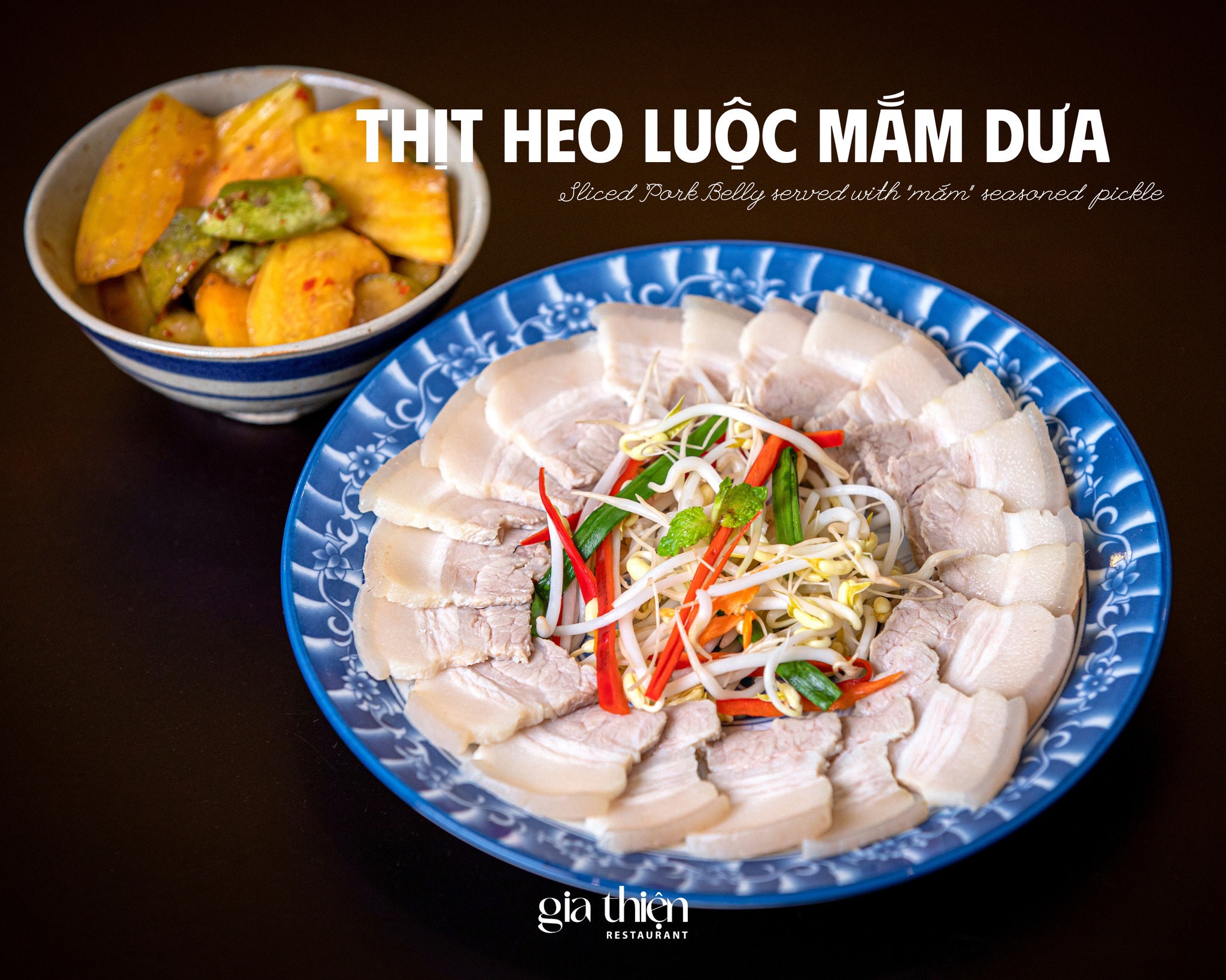 Thịt heo luộc mắm dưa tại Gia Thiện cơm nhà