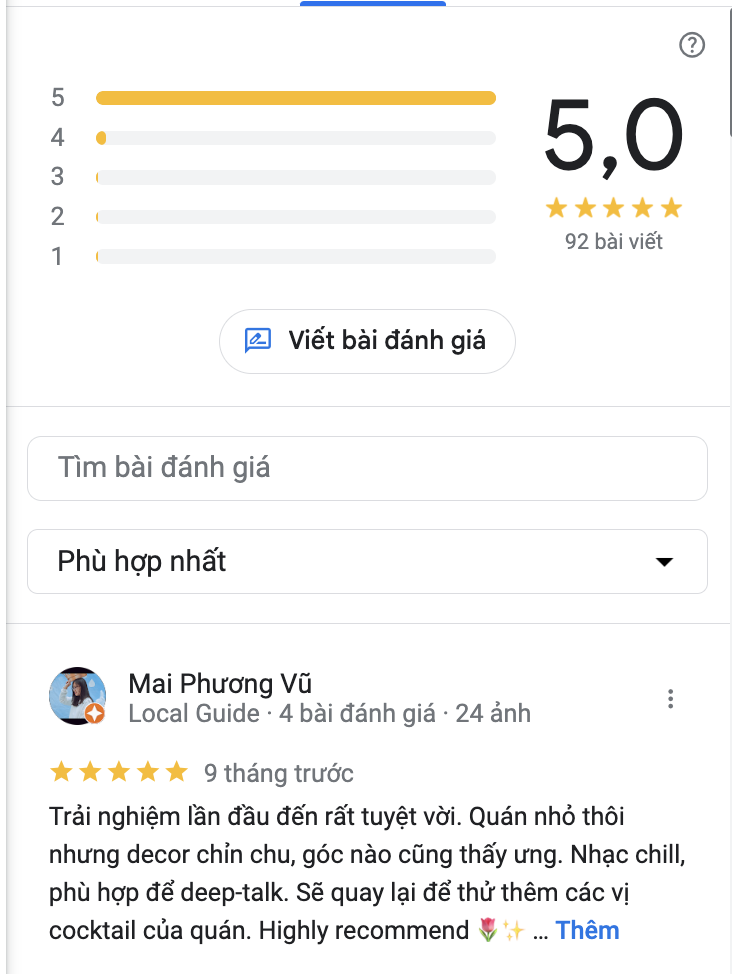 Đánh giá của Liquid Store trên Google